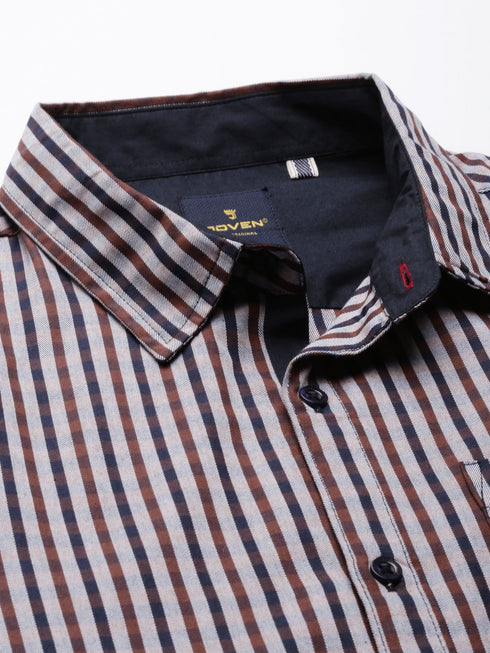Grey Striped Full Sleeves Shirt